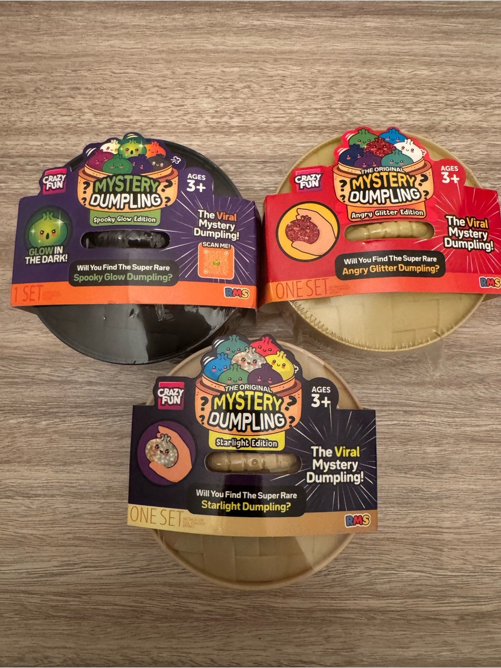 Mystery Dumpling Angry Glitter, Spooky Glow & Starlight Edition. Set of 3  NEW